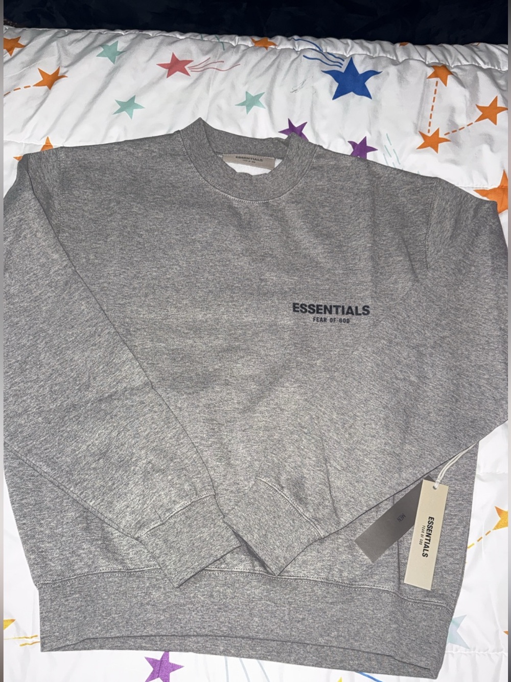 ESSENTIALS Grey Crewneck Sweatshirt with Left Chest Logo